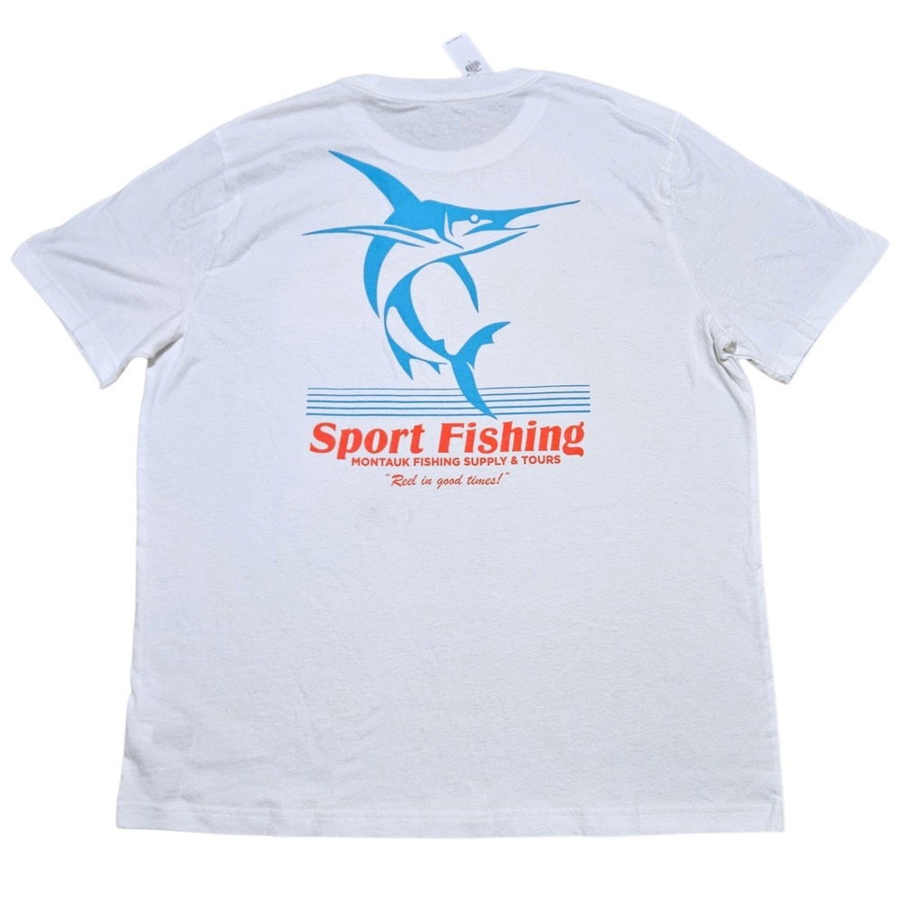 Old Navy Sport Fishing Montauk Graphic T Shirt Men's Large NWT Marlin Coastal